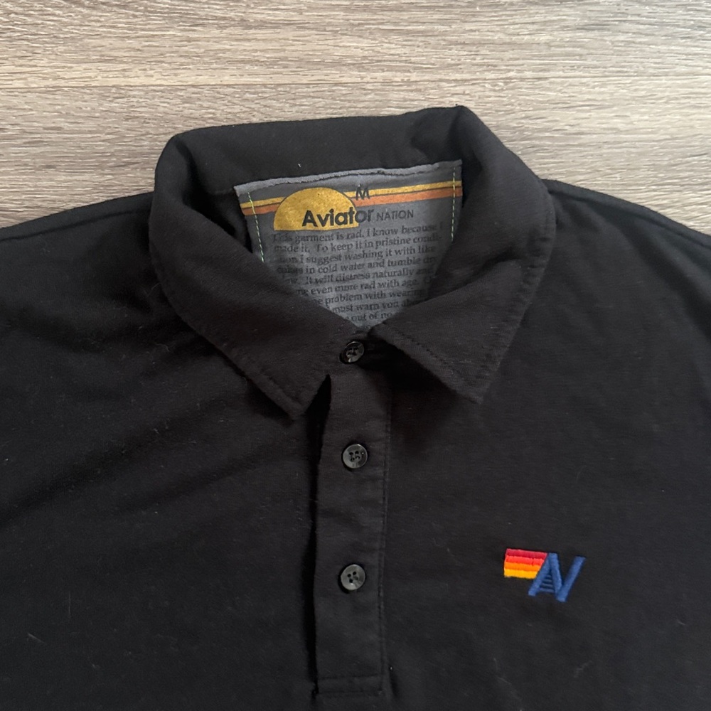 Aviator Nation Black Polo with Logo Accent - Picture 2 of 3